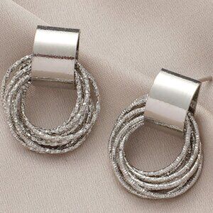 Silver Simple Geometric Twisted Design Alloy Stud Earrings